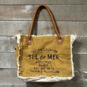 Sel de Mer upcycled recycled cavas tote bag in brown
